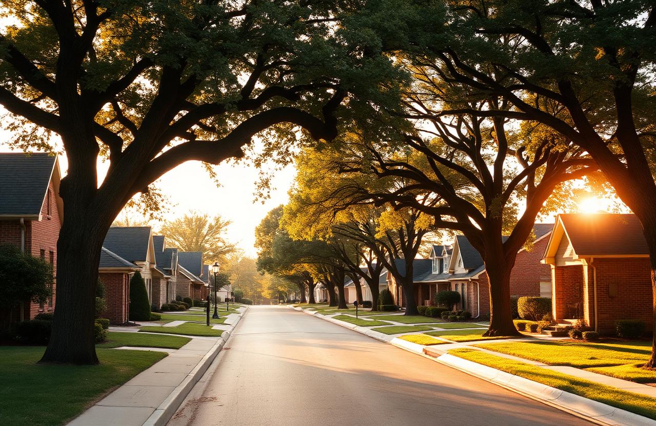 Tree-lined street in Nichols Hills, Oklahoma